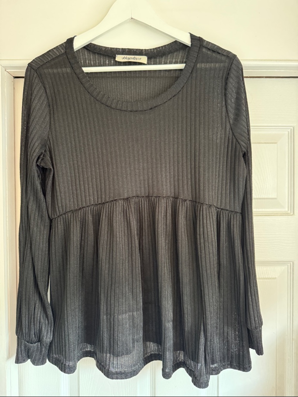 Haptics Holly Harper Black Ribbed Peplum Tunic